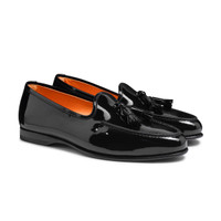 Men’s black patent leather Andrea tassel loafer - Santoni - 2