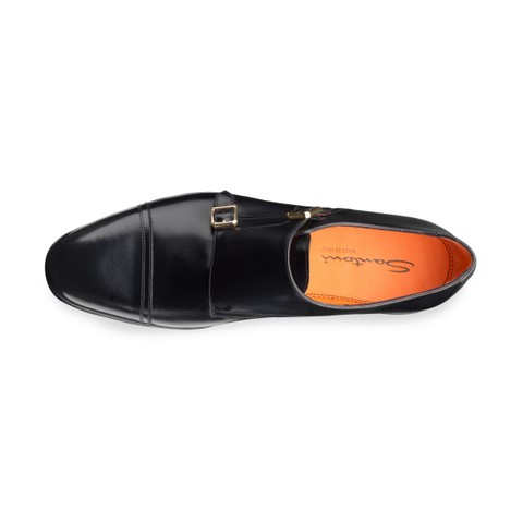 Men's black leather double monk straps shoe - Santoni - 4