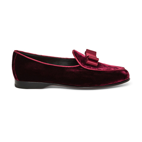 Men's burgundy velvet Andrea loafer - Santoni - 1
