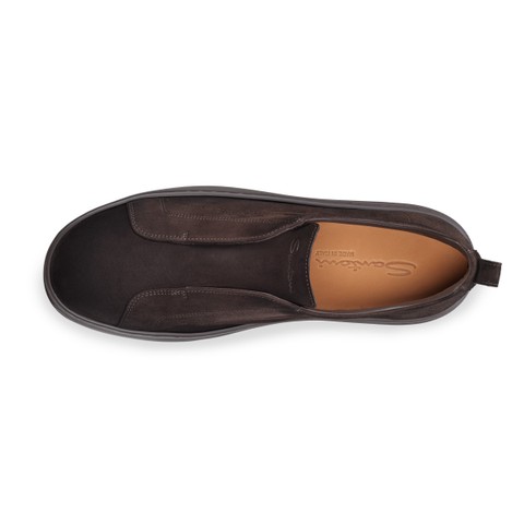 Men's dark brown suede slip-on sneaker - Santoni - 4