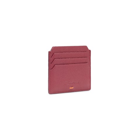 Red tumbled leather credit card holder - Santoni - 2