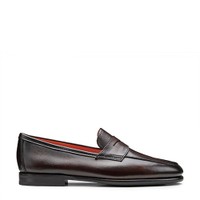 Men's dark brown leather Carlo penny loafer - Santoni - 1