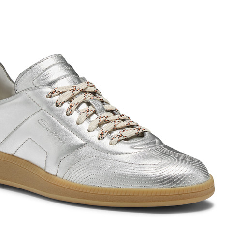 Women's silver laminated leather DBS Oly sneaker - Santoni - 6