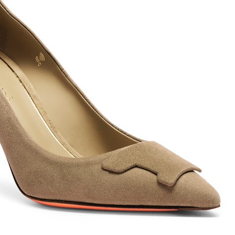 Women's beige suede high-heel Santoni Sibille pump - Santoni - 5
