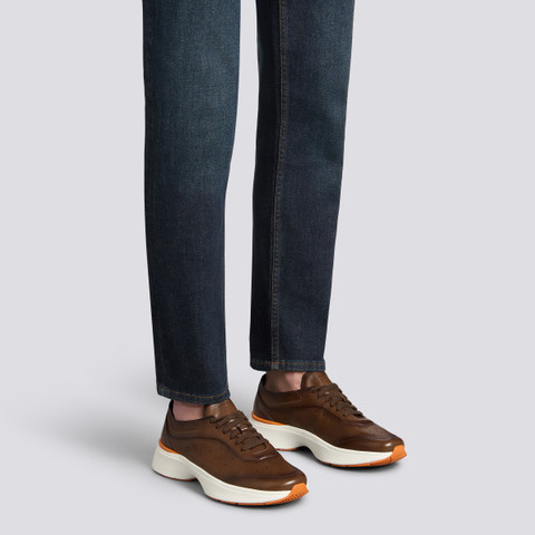 Men's light brown leather Easy Bounce sneaker - Santoni - 2