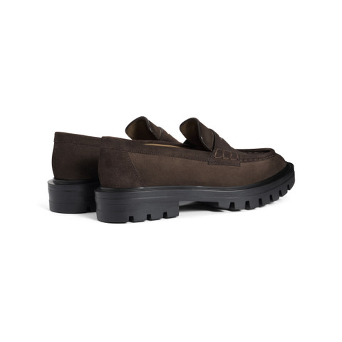 Women’s dark brown suede penny loafer - Santoni - 3