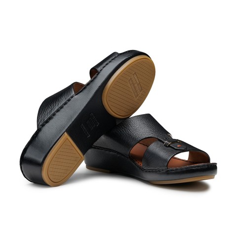 Men's black leather sandal - Santoni - 3