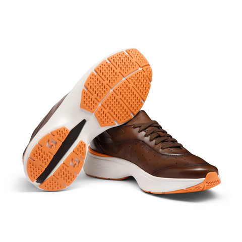 Men's light brown leather Easy Bounce sneaker - Santoni - 4