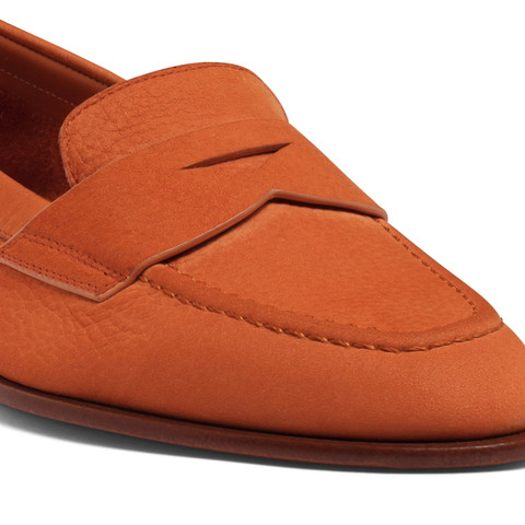 Mocassino penny da donna in nabuk arancione - Santoni - 6