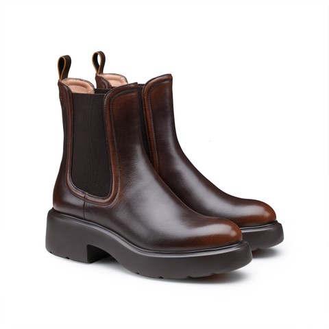 Women's dark brown leather Easy ankle boot - Santoni - 2
