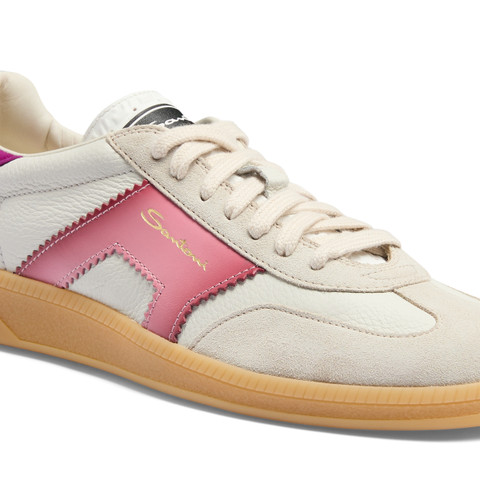 Women's white and violet leather and suede DBS Oly sneaker - Santoni - 6