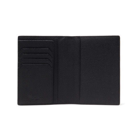 Black tumbled leather passport case - Santoni - 4
