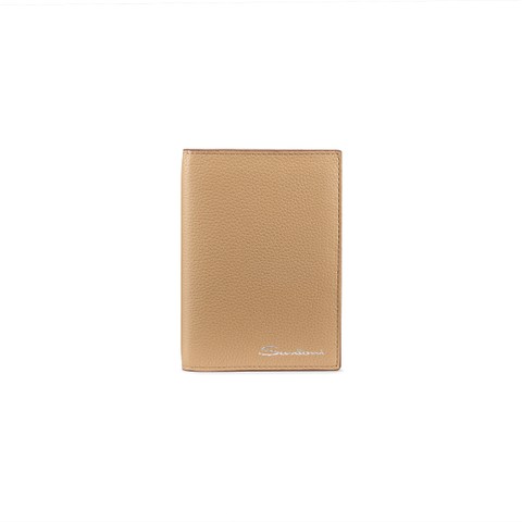 Beige tumbled leather passport case - Santoni - 1