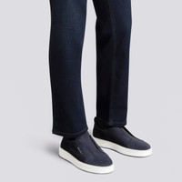 Sneaker à enfiler en daim bleu pour homme - Santoni - 2