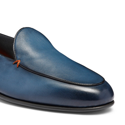 Men's blue leather loafer - Santoni - 6