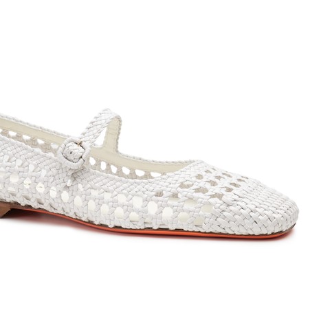 Women's white woven leather ballet flat - Santoni - 5