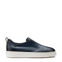 Men's blue leather slip-on sneaker - Santoni - 1