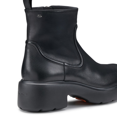 Women's black leather Easy ankle boot - Santoni - 5