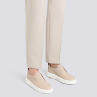 Women's pink tumbled leather slip-on sneaker - Santoni - 2