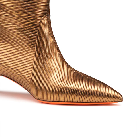 Women's bronze leather mid-heel Meraviglia Collection boot - Santoni - 5