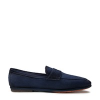 Men's blue suede Carlo penny loafer - Santoni - 1