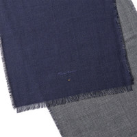 Blue and grey cashmere two-tone scarf - Santoni - 2