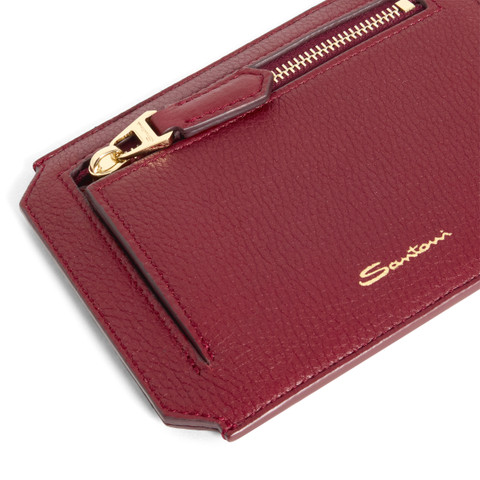 Red tumbled leather document holder - Santoni - 4