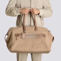 Beige suede and leather weekend bag - Santoni - 2