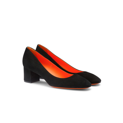 Women's black suede low-heel pump - Santoni - 3