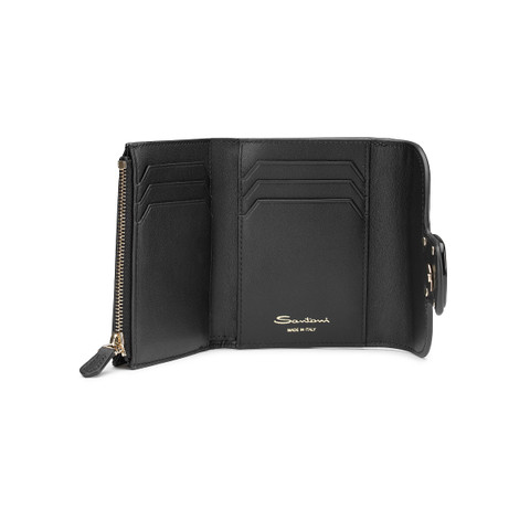 Black leather wallet with coin pocket - Santoni - 3