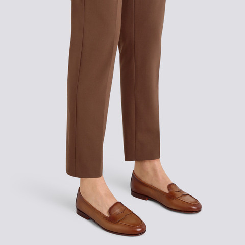 Women's light brown leather Carla loafer - Santoni - 2