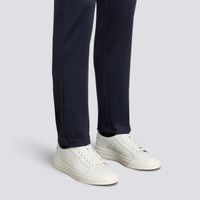 Men’s white leather double buckle sneaker - Santoni - 2