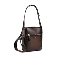حقيبة كروس بودي من الجلد بلونٍ بني داكن - Santoni - 2