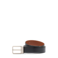 Men&rsquo;s polished black leather adjustable belt - Santoni - 1