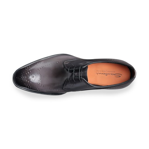 Men's grey leather Derby brogue lace-up - Santoni - 4