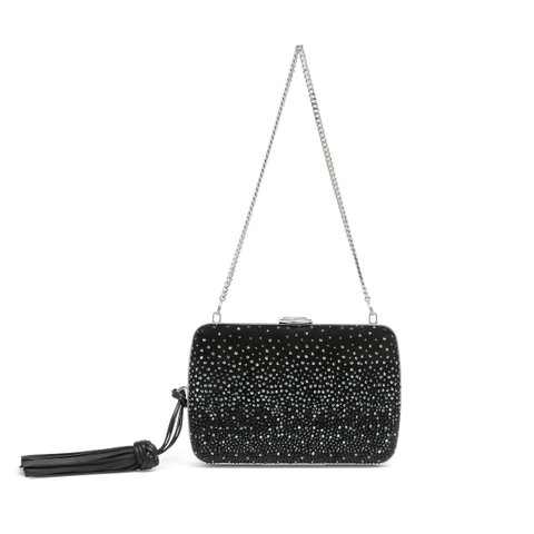 Black suede and strass clutch - Santoni - 3