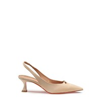 Women's beige patent leather mid-heel slingback - Santoni - 1