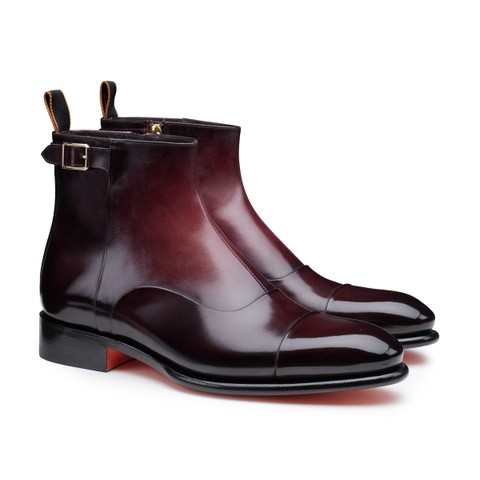Men's burgundy leather ankle boot - Santoni - 2