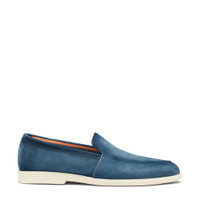 Men's denim blue suede loafer - Santoni - 1