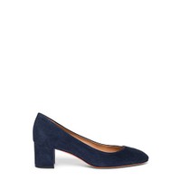 Women's blue suede mid-heel pump - Santoni - 1