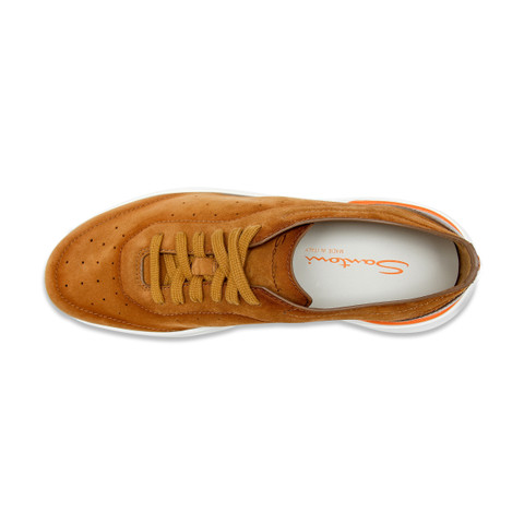 Men's light brown suede and leather Easy Bounce sneaker - Santoni - 5