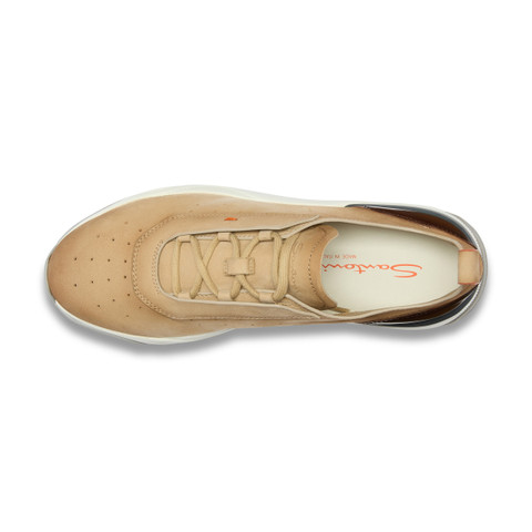 Men's light brown nubuck and leather sneaker - Santoni - 5