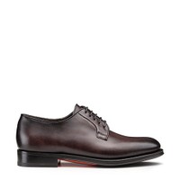 Men&rsquo;s polished brown leather Derby shoe - Santoni - 1