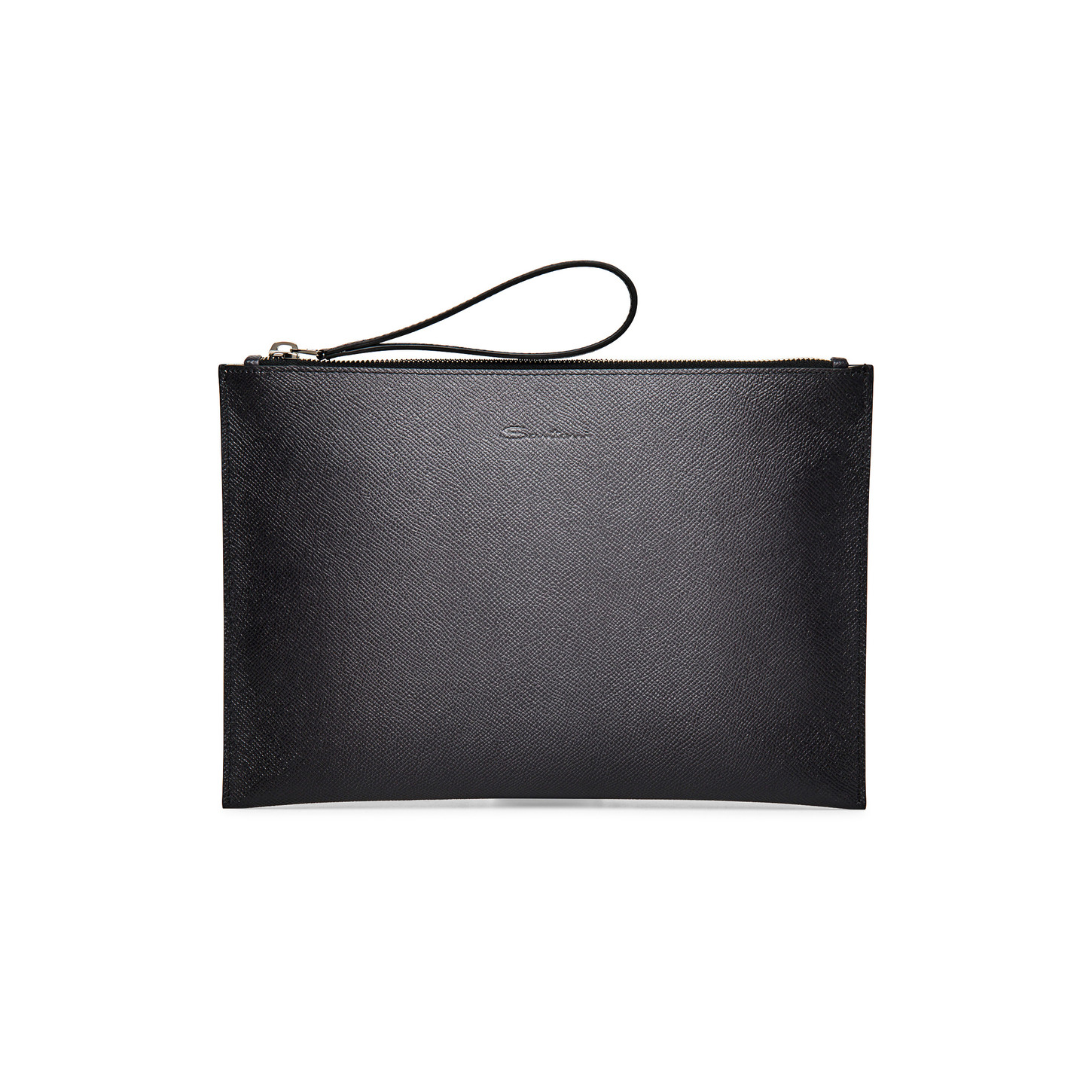 Santoni Pouch in saffiano grigio