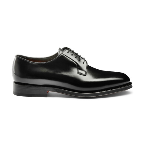 Men’s polished black leather Derby shoe - Santoni - 1