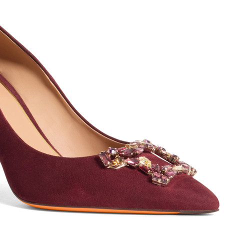 Women's burgundy suede high-heel Santoni Sibille pump - Santoni - 6
