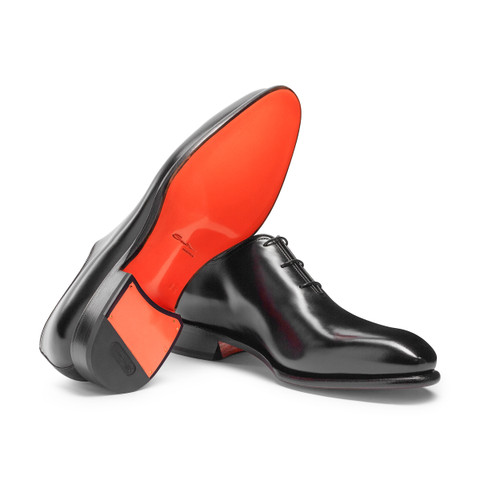 Men's polished black leather Oxford shoe - Santoni - 4