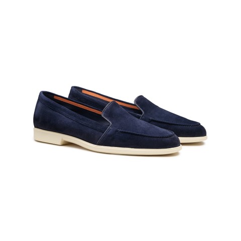 Mocassin en daim bleu pour femme - Santoni - 2