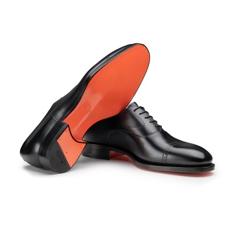 Men's black leather Oxford lace-up - Santoni - 3