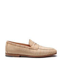 Men's beige alligator nubuck penny loafer - Santoni - 1